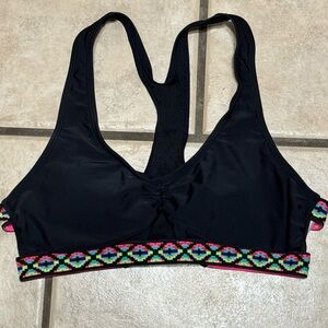 Xhilaration black bikini swim top size medium Aztec print multi color